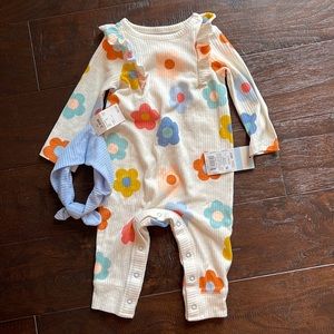 NWT Cat & Jack baby one piece outfit with headband